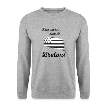 t-shirt humoristique, cadeau homme femme, Bretagne - Sweat-shirt Unisexe - gris chiné - Devant - Alina (178cm) & Michal (187cm)