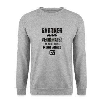 Gärtner Und Verheiratet Mir Macht Nix Mehr Angst - Unisex Pullover - Weißgrau meliert - Vorne - Alina (178cm) & Michal (187cm)