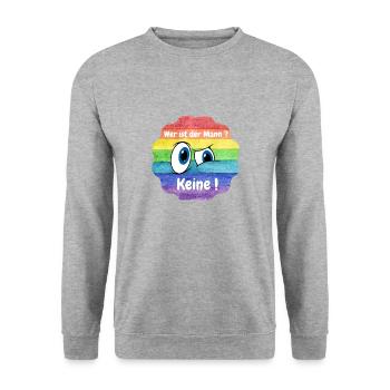 Wer ist der Mann in der Beziehung, Lesbian, CSD - Unisex Pullover - Weißgrau meliert - Vorne - Alina (178cm) & Michal (187cm)
