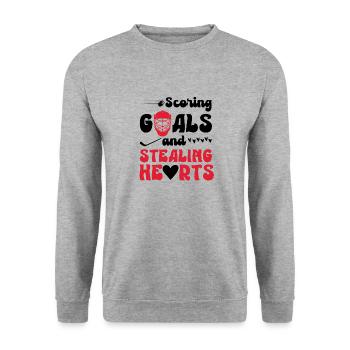 Saint-Valentin Hockey sur glace Sports Couples Rencontres - Sweat-shirt Unisexe - gris chiné - Devant - Alina (178cm) & Michal (187cm)