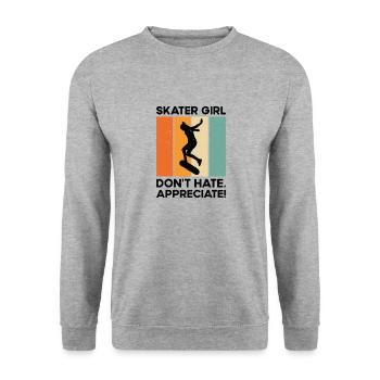 Journée internationale de la femme Skater Girl - Sweat-shirt Unisexe - gris chiné - Devant - Alina (178cm) & Michal (187cm)