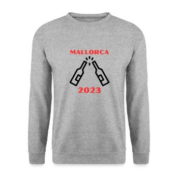 Auf nach Mallorca! Für Malle Fans - Partydesign! - Unisex Pullover - Weißgrau meliert - Vorne - Alina (178cm) & Michal (187cm)