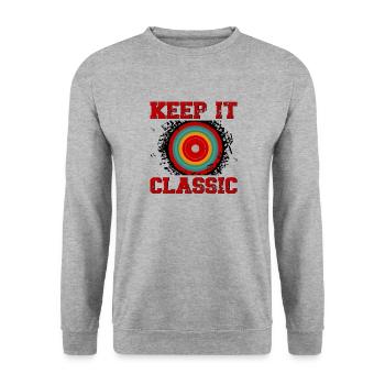 Platine vinyle vinyle rétro collection - Sweat-shirt Unisexe - gris chiné - Devant - Alina (178cm) & Michal (187cm)