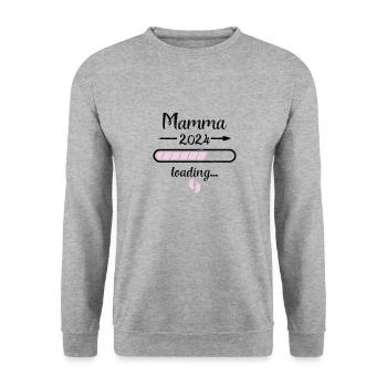 Mamma 2024 Loading Pregnancy Mother Mom Birth - Unisex Sweatshirt - salt & pepper - Front - Alina (178cm) & Michal (187cm)