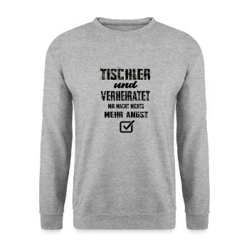 Tischler - Unisex Pullover - Weißgrau meliert - Vorne - Alina (178cm) & Michal (187cm)