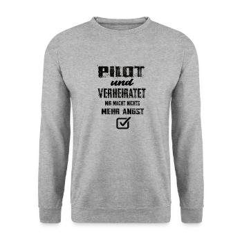 Pilot - Unisex Pullover - Weißgrau meliert - Vorne - Alina (178cm) & Michal (187cm)