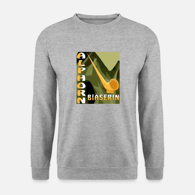 ALPHORN BLÄSERIN - Unisex Pullover - Weißgrau meliert