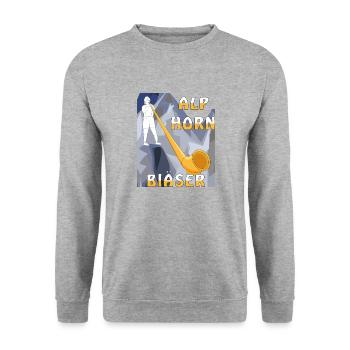 ALPHORN BLÄSER - Unisex Pullover - Weißgrau meliert - Vorne - Alina (178cm) & Michal (187cm)