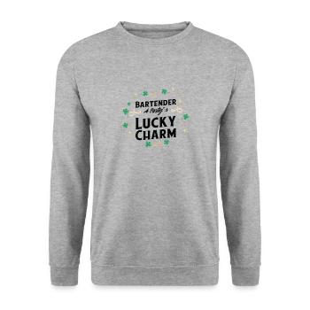 St. Patrick's Day Shamrock Clover Bartender Lucky - Unisex Sweatshirt - salt & pepper - Front - Alina (178cm) & Michal (187cm)