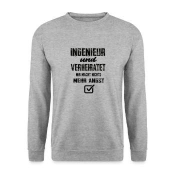 Ingenieur und Verheiratet - Unisex Pullover - Weißgrau meliert - Vorne - Alina (178cm) & Michal (187cm)