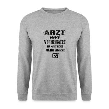 Arzt und Verheiratet - Unisex Pullover - Weißgrau meliert - Vorne - Alina (178cm) & Michal (187cm)