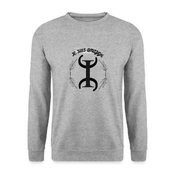Je Suis Amazigh Histoire Des Berbères kabyle - Sweat-shirt Unisexe - gris chiné - Devant - Alina (178cm) & Michal (187cm)