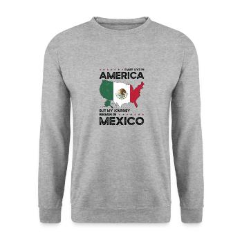 Born Mexican Mexico American USA Citizenship - Unisex Sweatshirt - salt & pepper - Front - Alina (178cm) & Michal (187cm)