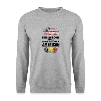 Né en Belgique Belgique États-Unis - Sweat-shirt Unisexe - gris chiné - Devant - Alina (178cm) & Michal (187cm)
