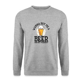 Trinken Bier Liebhaber Paar Beziehung Bier - Unisex Pullover - Weißgrau meliert - Vorne - Alina (178cm) & Michal (187cm)
