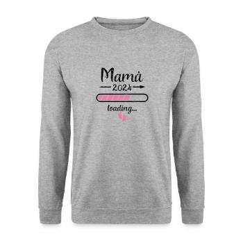 Mamá 2024 Loading Schwangerschaft Mutter Mami - Unisex Pullover - Weißgrau meliert - Vorne - Alina (178cm) & Michal (187cm)
