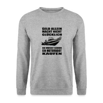 Motorboot - Unisex Pullover - Weißgrau meliert - Vorne - Alina (178cm) & Michal (187cm)