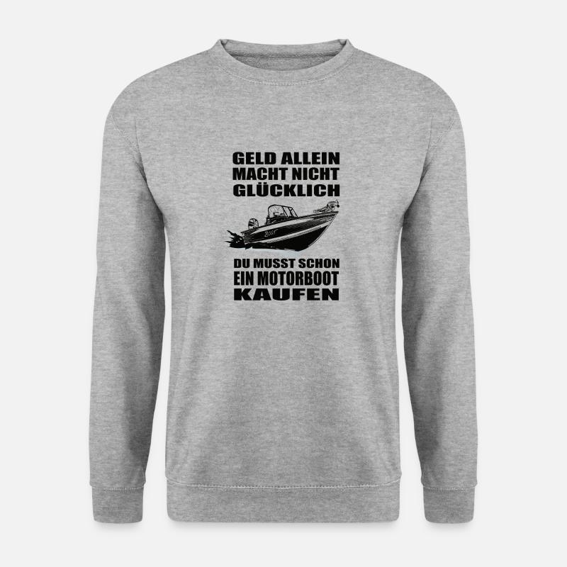 Motorboot - Unisex Pullover - Weißgrau meliert