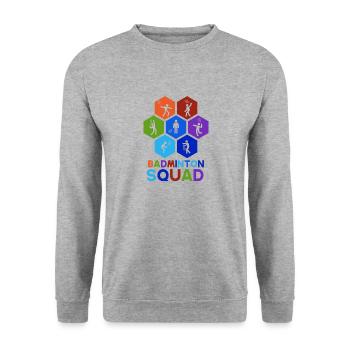 Shuttlecock Badminton Retro Sports Hobby - Sweat-shirt Unisexe - gris chiné - Devant - Alina (178cm) & Michal (187cm)