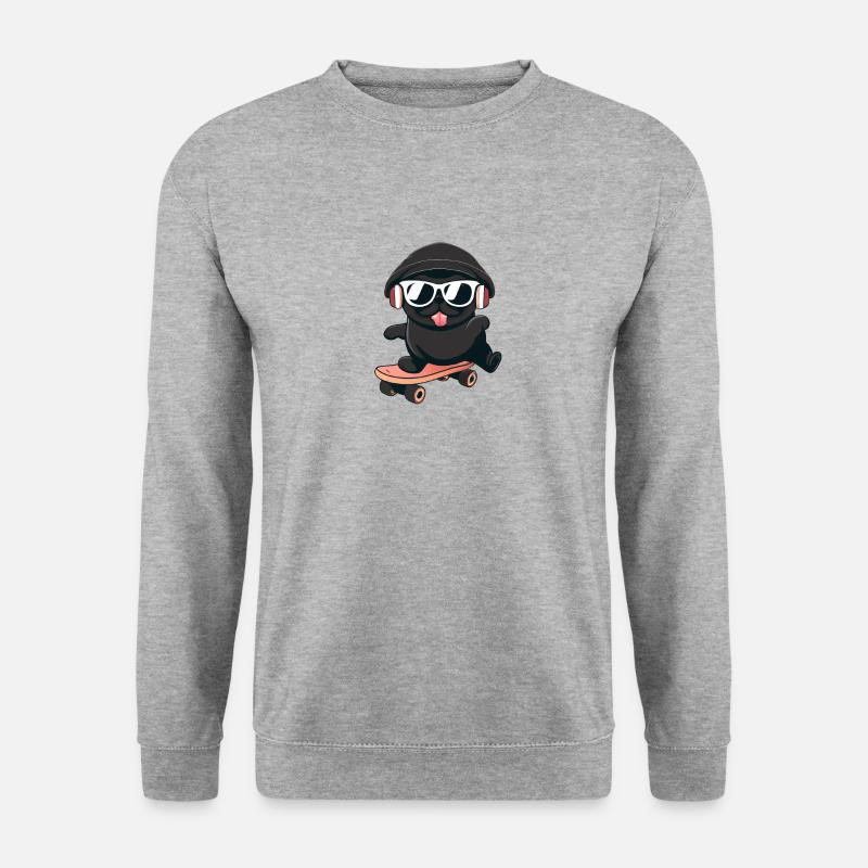 Dog Pug on skateboard - Unisex Sweatshirt - salt & pepper