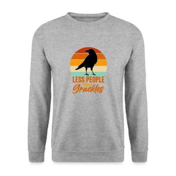 Blackbird Grackle Bird Design pour les ornithologues amateurs - Sweat-shirt Unisexe - gris chiné - Devant - Alina (178cm) & Michal (187cm)
