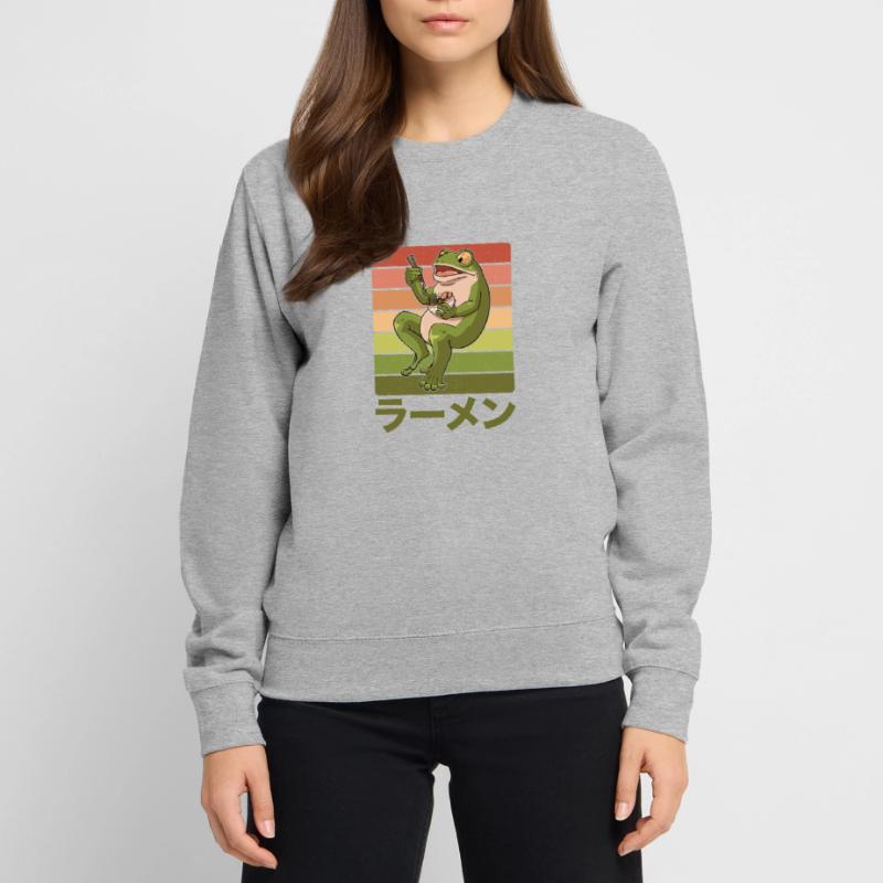 Toad frog eats ramen soup design for a Unisex Sweatshirt