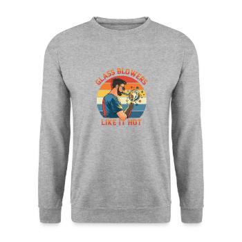 Handblown glass design for a glassblower - Unisex Sweatshirt - salt & pepper - Front - Alina (178cm) & Michal (187cm)