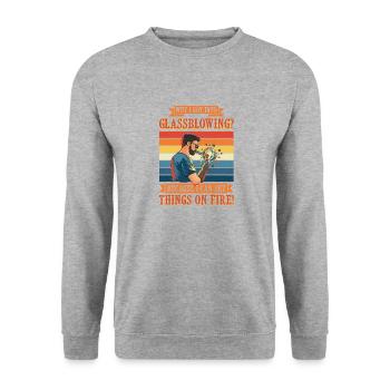 Handblown glass design for a glassblower - Unisex Sweatshirt - salt & pepper - Front - Alina (178cm) & Michal (187cm)