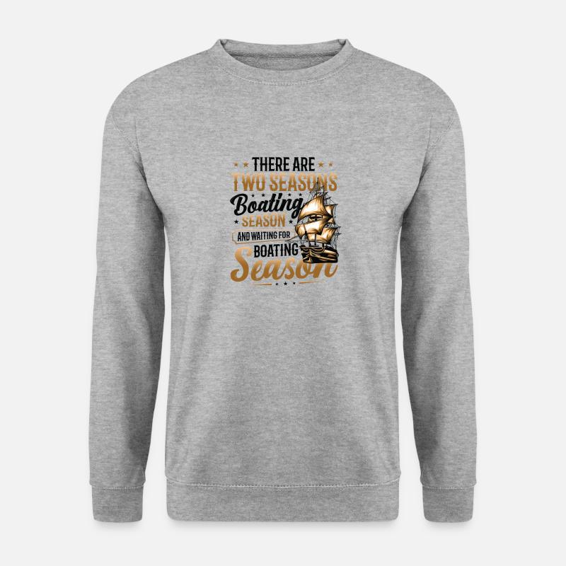 Warten Auf Die Bootssaison, Bootsführer - Unisex Pullover - Weißgrau meliert