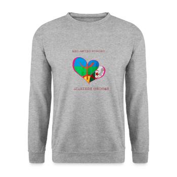 kabyle T-shirt graffiti Le Printemps berbère - Sweat-shirt Unisexe - gris chiné - Devant - Alina (178cm) & Michal (187cm)