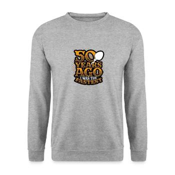 Vor 50 Jahren War Ich Der Schnellste, Lustiger 50. - Unisex Pullover - Weißgrau meliert - Vorne - Alina (178cm) & Michal (187cm)