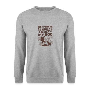 Hunde Bergsteigen mit Hund Wandern Hundehalter - Unisex Pullover - Weißgrau meliert - Vorne - Alina (178cm) & Michal (187cm)