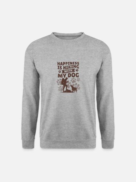 Hunde Bergsteigen mit Hund Wandern Hundehalter - Unisex Pullover - Weißgrau meliert