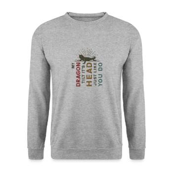 Mein Drache Neigt Seinen Kopf, Genau Wie Du - Unisex Pullover - Weißgrau meliert - Vorne - Alina (178cm) & Michal (187cm)