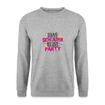 Schlager Party Outfit Kostüm - Unisex Pullover - Weißgrau meliert - Vorne - Alina (178cm) & Michal (187cm)