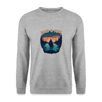ANGLER DAD AND SON DESIGN I ANGELN I FISCHER - Unisex Pullover - Weißgrau meliert - Vorne - Alina (178cm) & Michal (187cm)