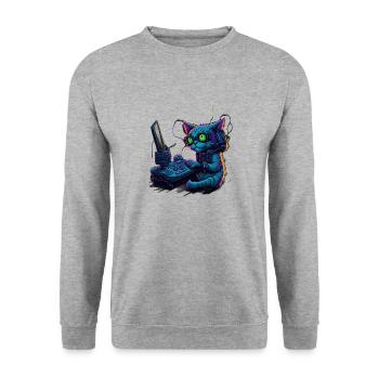 GAMING DESING I GAMER I ZOCKER - Unisex Pullover - Weißgrau meliert - Vorne - Alina (178cm) & Michal (187cm)