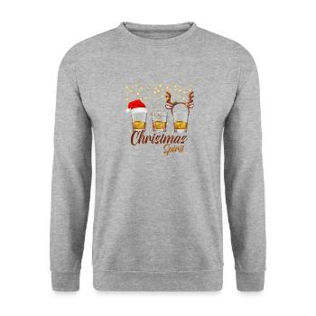 Christmas Spirit Weihnachten Whisky Malt Shots - Sweat-shirt Unisexe - gris chiné - Devant - Alina (178cm) & Michal (187cm)