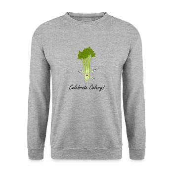 Celebrate the Celery Ironic Food Quote Vegetables - Unisex Sweatshirt - salt & pepper - Front - Alina (178cm) & Michal (187cm)