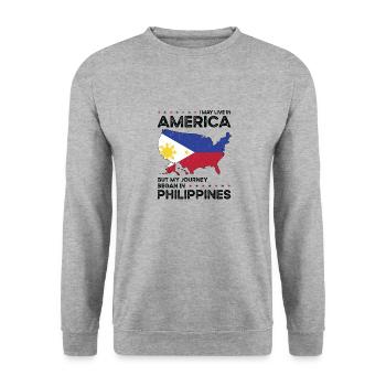 Né philippin Philippines Américains USA - Sweat-shirt Unisexe - gris chiné - Devant - Alina (178cm) & Michal (187cm)