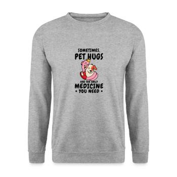 Dog Pet Hug Medicine Dog Lovers - Sweat-shirt Unisexe - gris chiné - Devant - Alina (178cm) & Michal (187cm)
