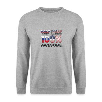 Born Russian Russia American USA Citizenship - Unisex Sweatshirt - salt & pepper - Front - Alina (178cm) & Michal (187cm)