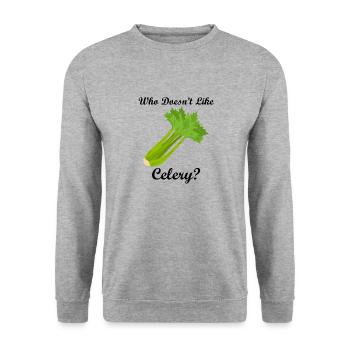 Sellerie essen (ironisches Sprichwort: Gemüse, - Unisex Pullover - Weißgrau meliert - Vorne - Alina (178cm) & Michal (187cm)