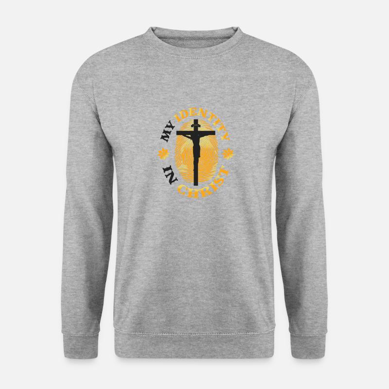 Meine Identität In Christus, Christentum - Unisex Pullover - Weißgrau meliert