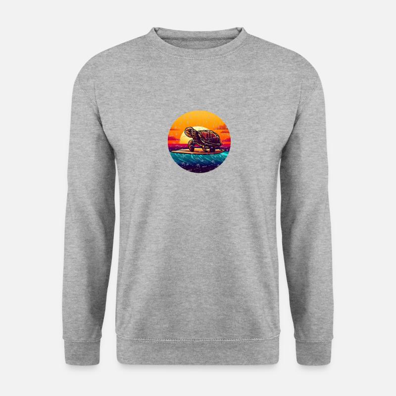 Turtle on surfboard Sunset - Unisex Sweatshirt - salt & pepper