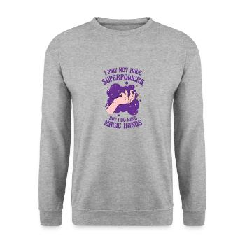 Massagetherapeutin Therapie lizenzierter Masseur - Unisex Pullover - Weißgrau meliert - Vorne - Alina (178cm) & Michal (187cm)