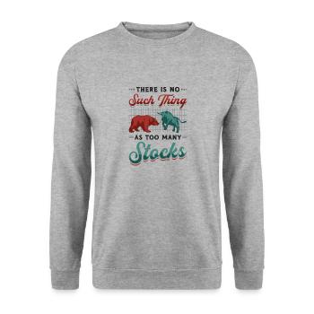 Zu Viele Aktien Gibt Es Nicht, Bullen-Bären-Aktien - Unisex Pullover - Weißgrau meliert - Vorne - Alina (178cm) & Michal (187cm)