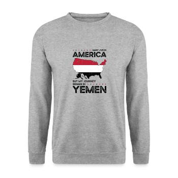 Geborener Jemenit Jemen Amerikaner USA - Unisex Pullover - Weißgrau meliert - Vorne - Alina (178cm) & Michal (187cm)