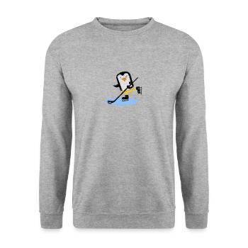 Penguin joue au hockey sur glace avec la rondelle - Sweat-shirt Unisexe - gris chiné - Devant - Alina (178cm) & Michal (187cm)