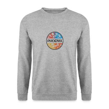 Phoenix Arizona Palm Tree Stilvoller Urlaub - Unisex Pullover - Weißgrau meliert - Vorne - Alina (178cm) & Michal (187cm)